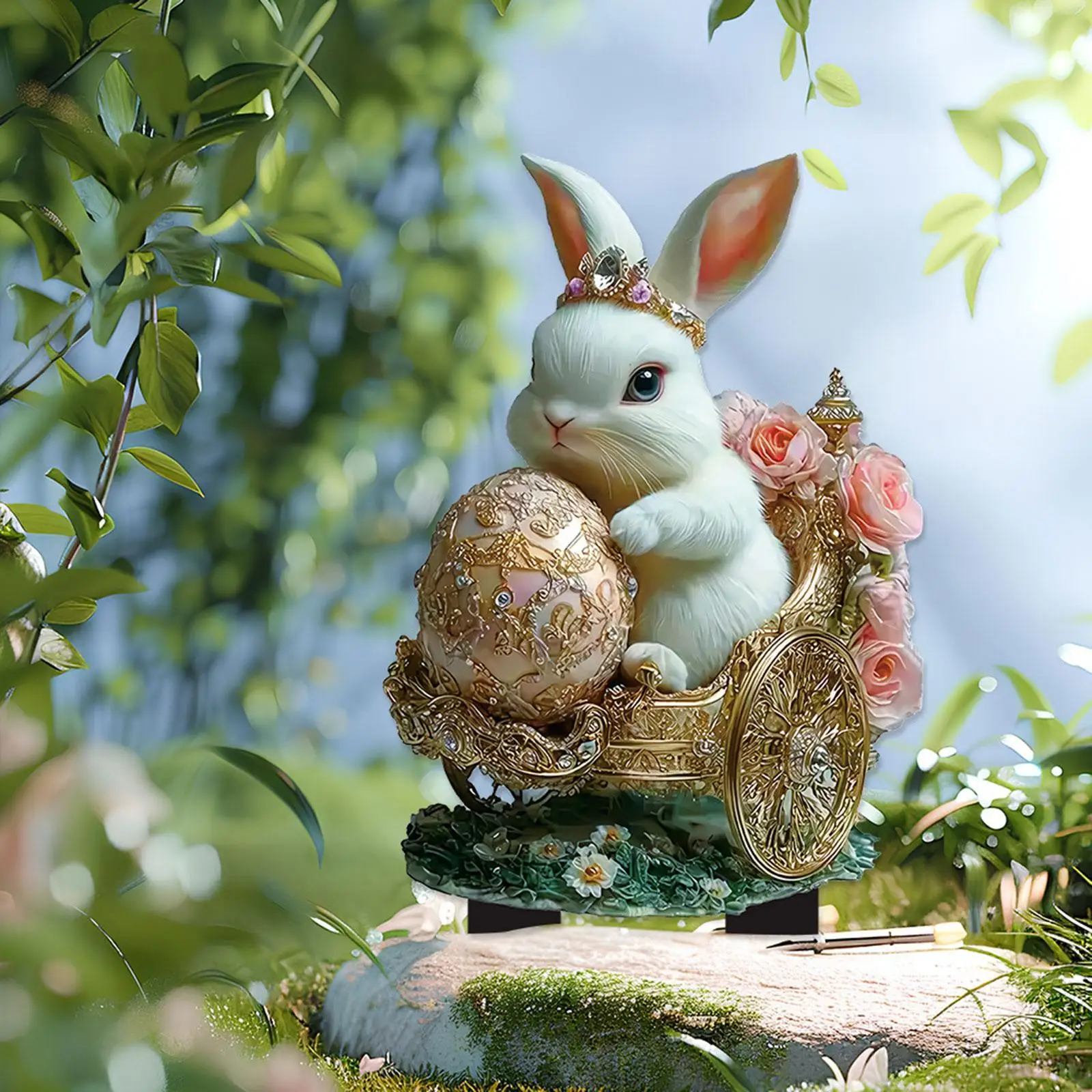 Easter Bunny Stake Garden Stakes Waterproof Patio Stake Decoration Easy to Use Acrylic Figurine Easter Decoration for Spring