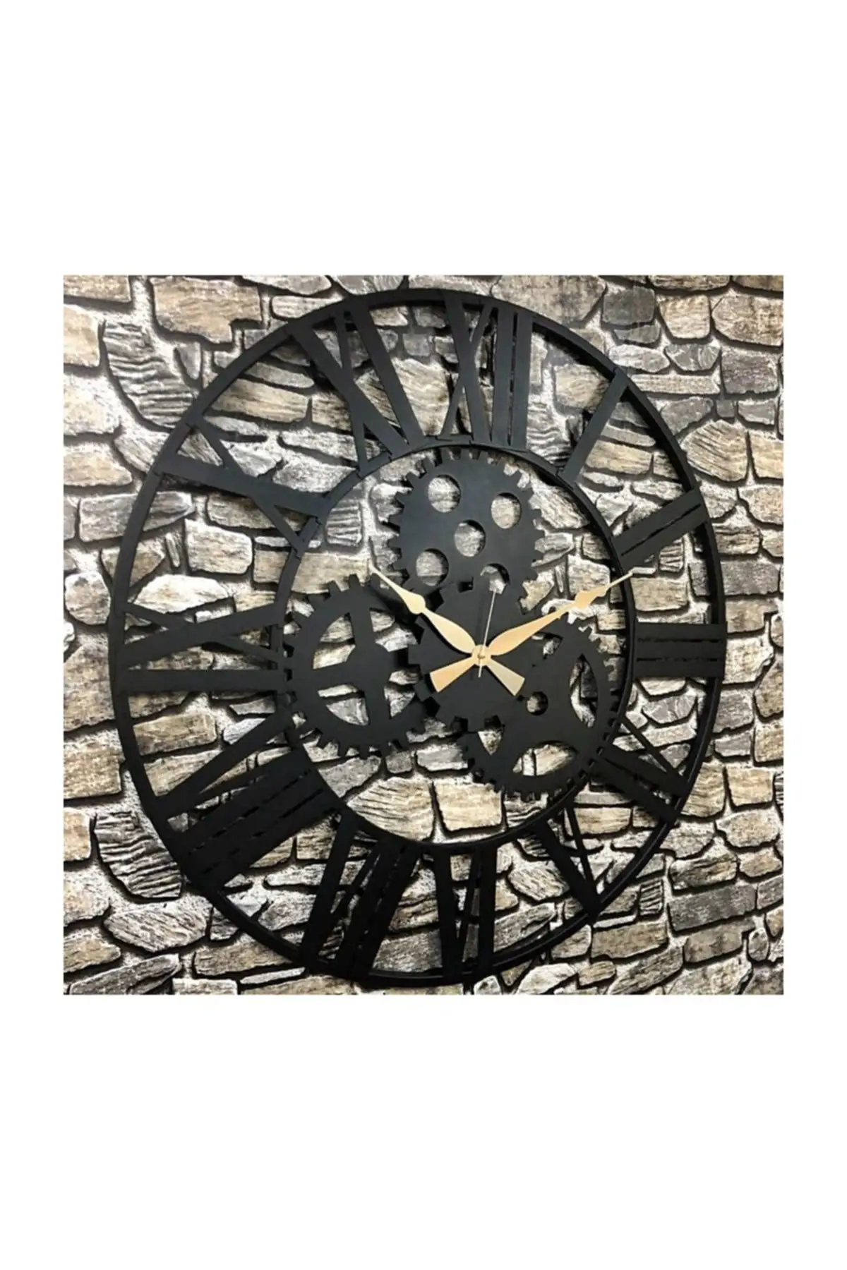 Uras Wrought Iron Wall Clock 9011 B Black Impeller 90cm 3boyutlu Wall Clock Creative Home Decor