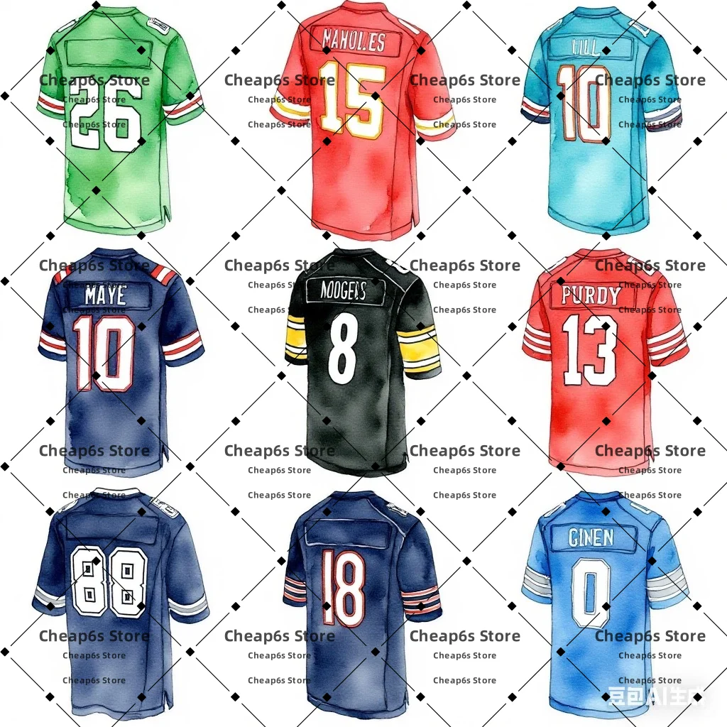 

High Quality Stitched Chicago Green Bay Minnesota Detroit Philadelphia Pittsburgh New York Los Angeles American Football Jersey