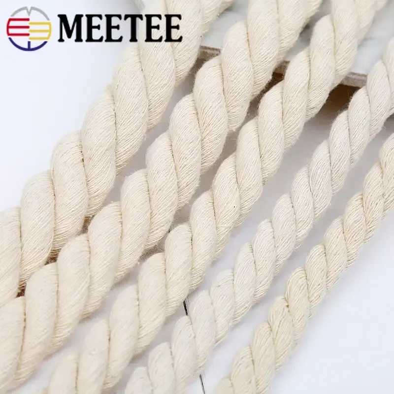 5/6/7/8/10/12/15/20mm 3 Shares Twisted Cotton Rope Bag Strap Decoration Macrame Cord Home Textile Braided Ropes Sewing Accessory