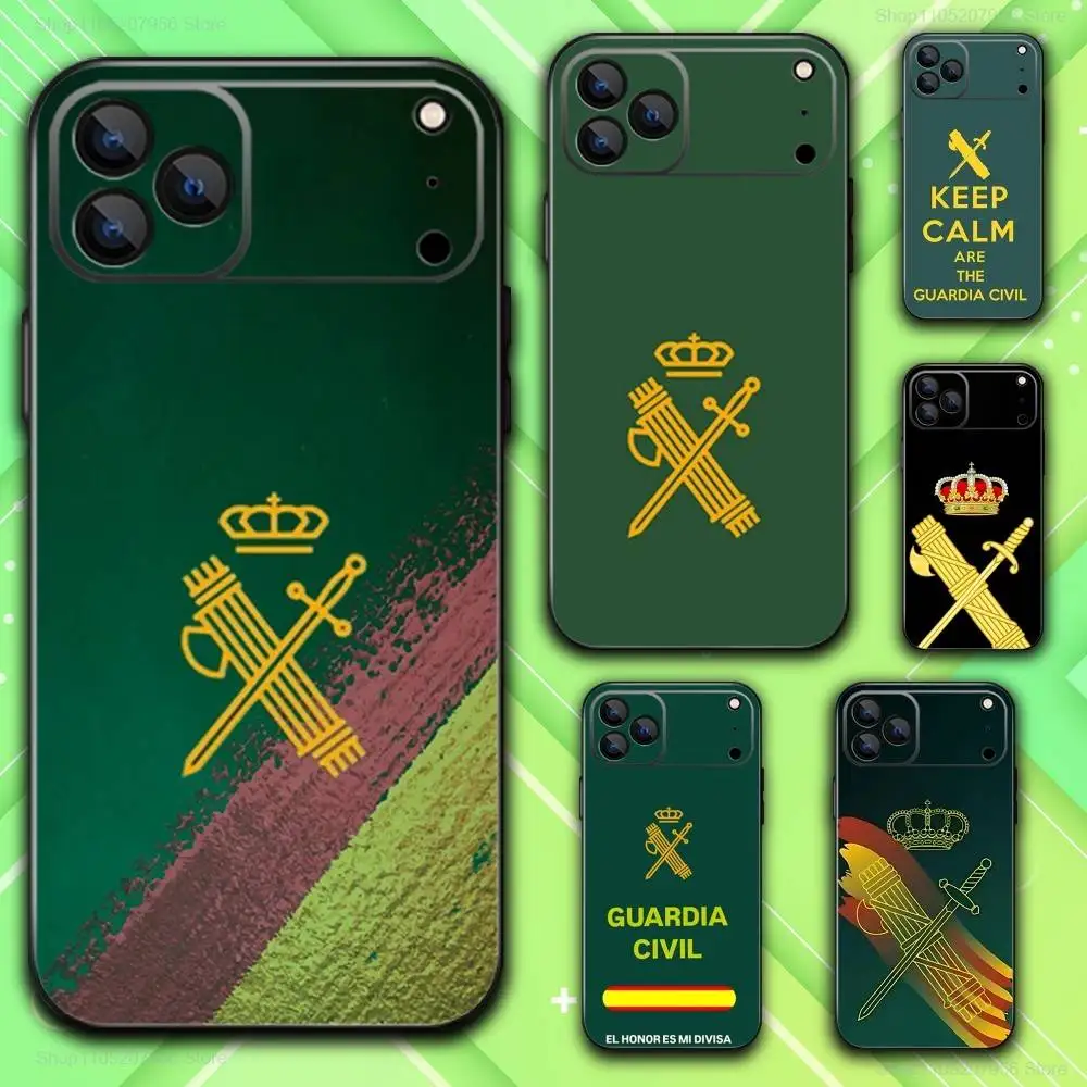 

S-Spanish Guard Civil Emblem Phone Case For iPhone 17,16,15,14,13,12,11,Plus,E,Air,Pro,Max,Mini Black Cover