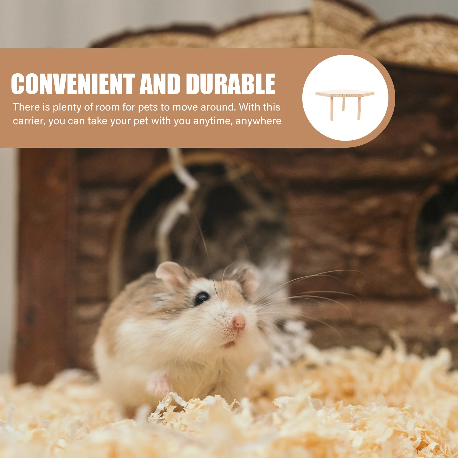 

Wooden Hamster Platform Cage Playing Stand Bite Resistant Natural Material Safe for Pet Exploration and Exercise Ideal Hamster