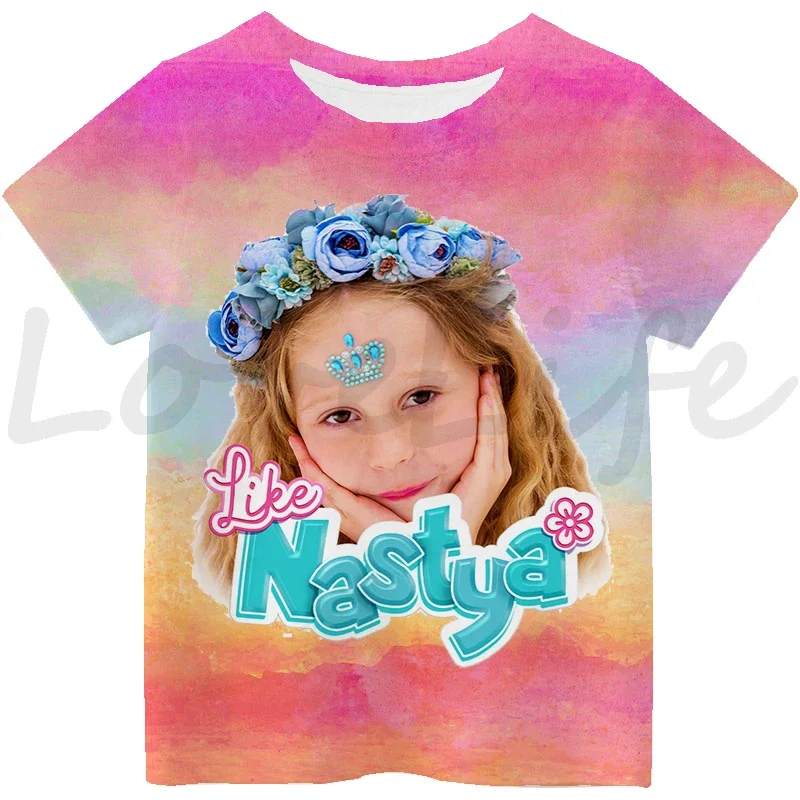 الصيف الاطفال مثل Nastya تي شيرت الفتيات لطيف تي شيرت س الرقبة قصيرة الأكمام Camiseta طفل مضحك التي شيرت ملابس الأطفال بلايز