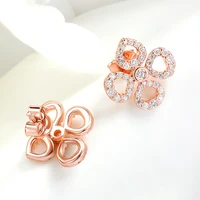 Boucles d'oreilles Smyoue Flower All Moissanite pour femmes, entièrement serties de diamants, taille ronde, scintillantes, bijoux pour filles, argent pur 925 plaqué or 18 carats 3