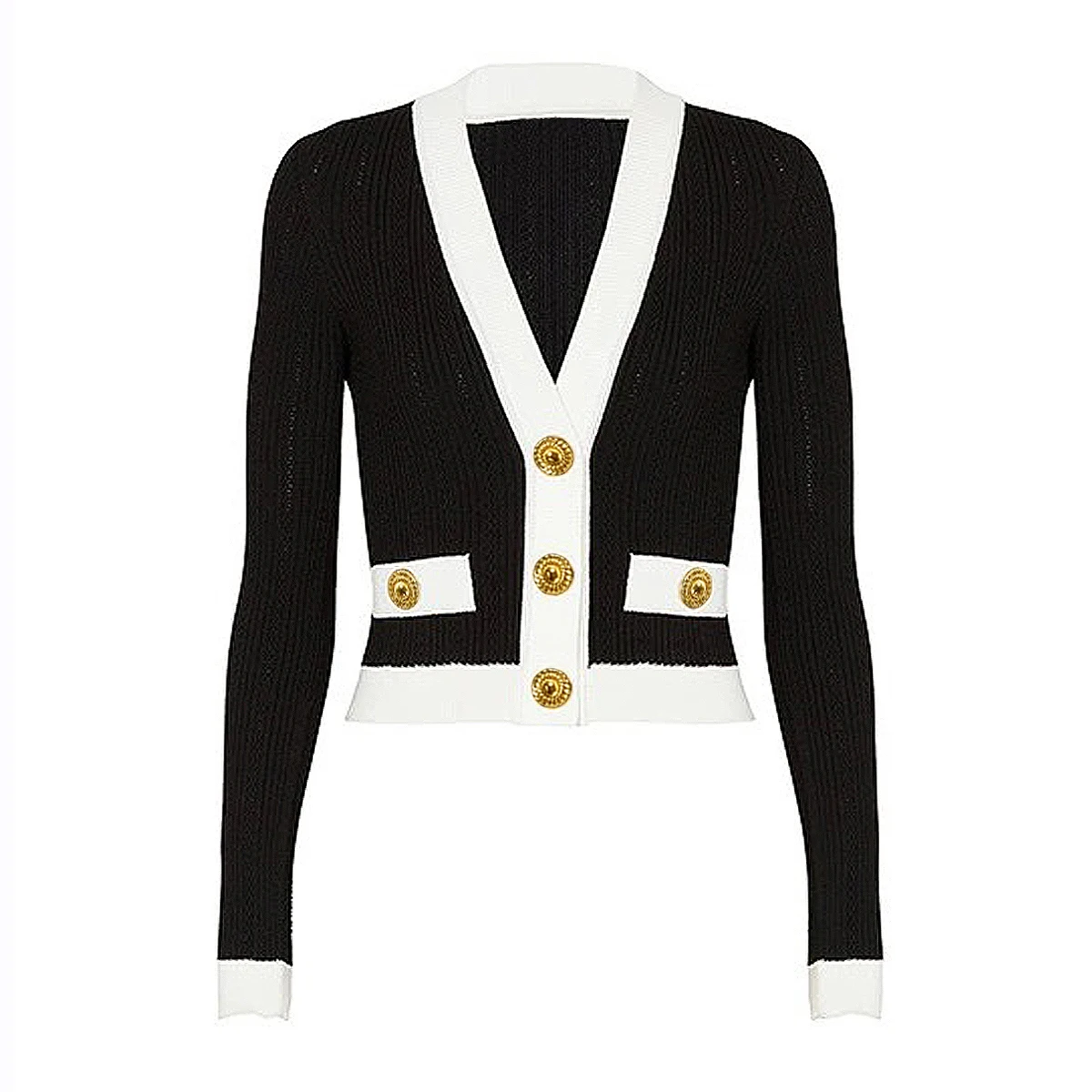 

Spring And Autumn New Fashionable Classic High Quality Commuter Single Breasted Women's Long Sleeved V-Neck Woolen Cardigan Coat