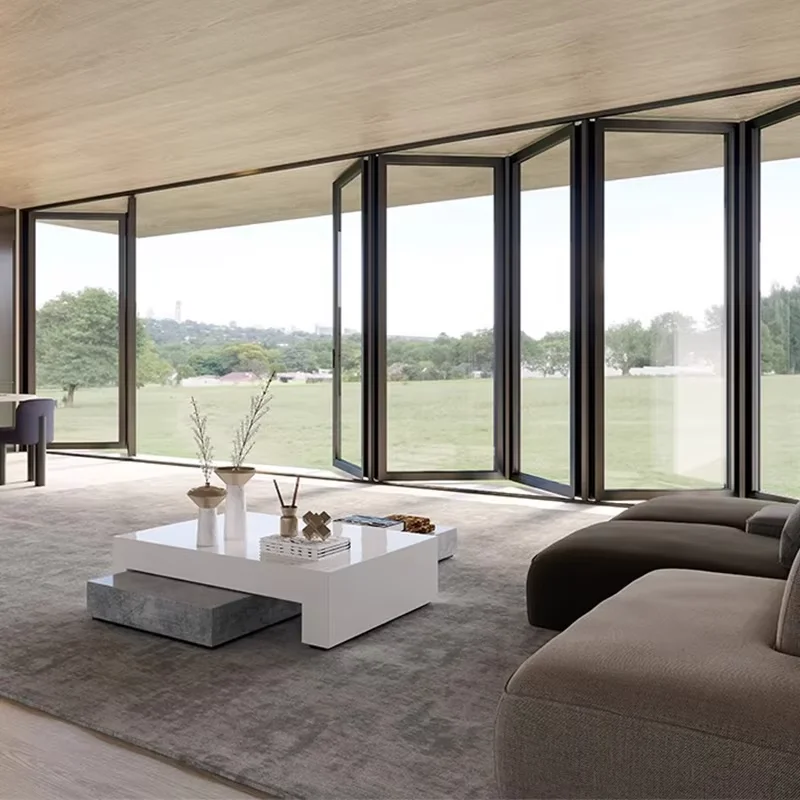 

Система складных дверей из алюминия с тройным остеклением, водонепроницаемая, складная дверь-гармошка