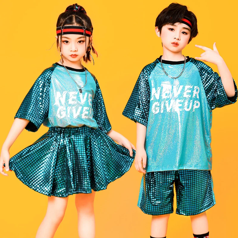 

Sequins Jazz Dance Costumes Kids Streetwear Girls Hip Hop Clothing Boys Stage K-pop Outfits Stage Performance Clothes XS6431