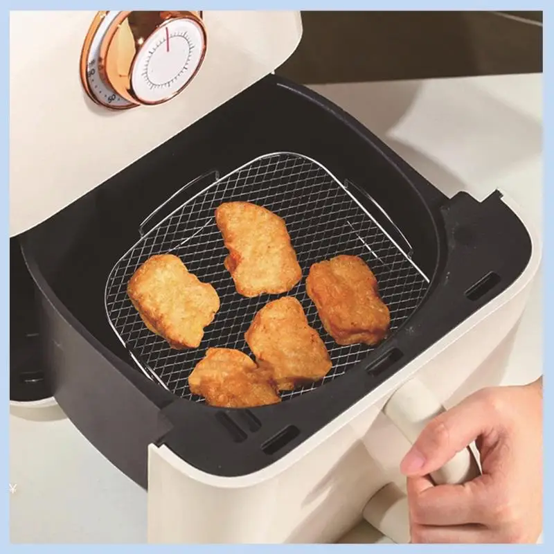 EAS-Air Fryer Racks, Square Three Layers Stacking Stainless Steel Rack, Hot Air Fryer Accessories, Air Fryer Accessories