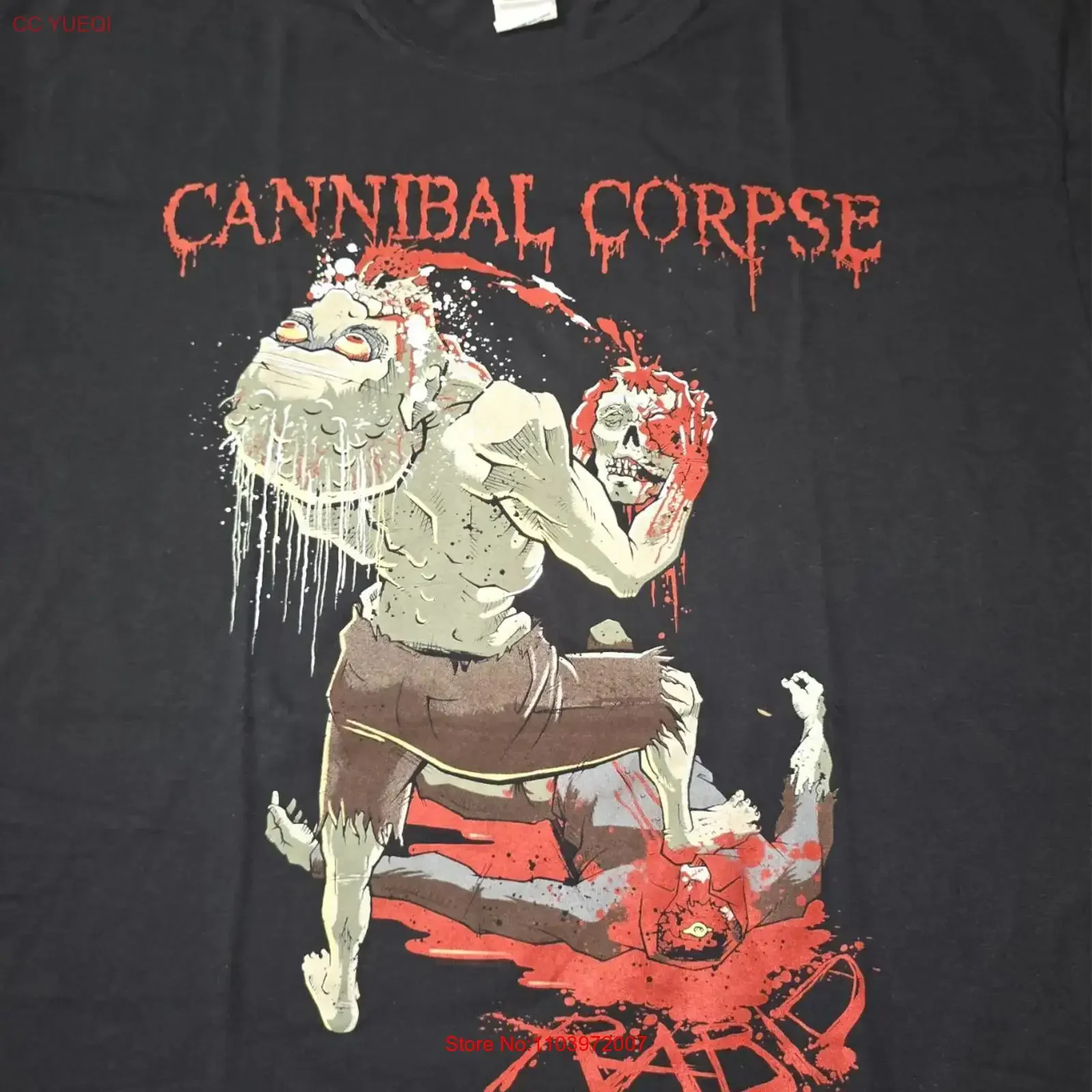 Camiseta CANNIBAL CORPSE XL RABID DEATH METAL XTRA LARGE ANVIL, Negra, Estilo Thrash Heavy, Vintage, Lavada, Suave, Versátil y Transpirable