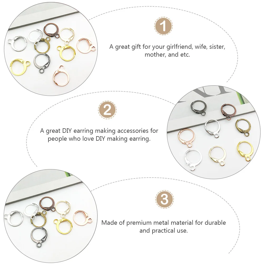 

100 Pcs Round Copper Ear Buckle Earring Making Supplies Kit Hook Rod for Jewelry Plating Alloy Hardware Women's Earrings