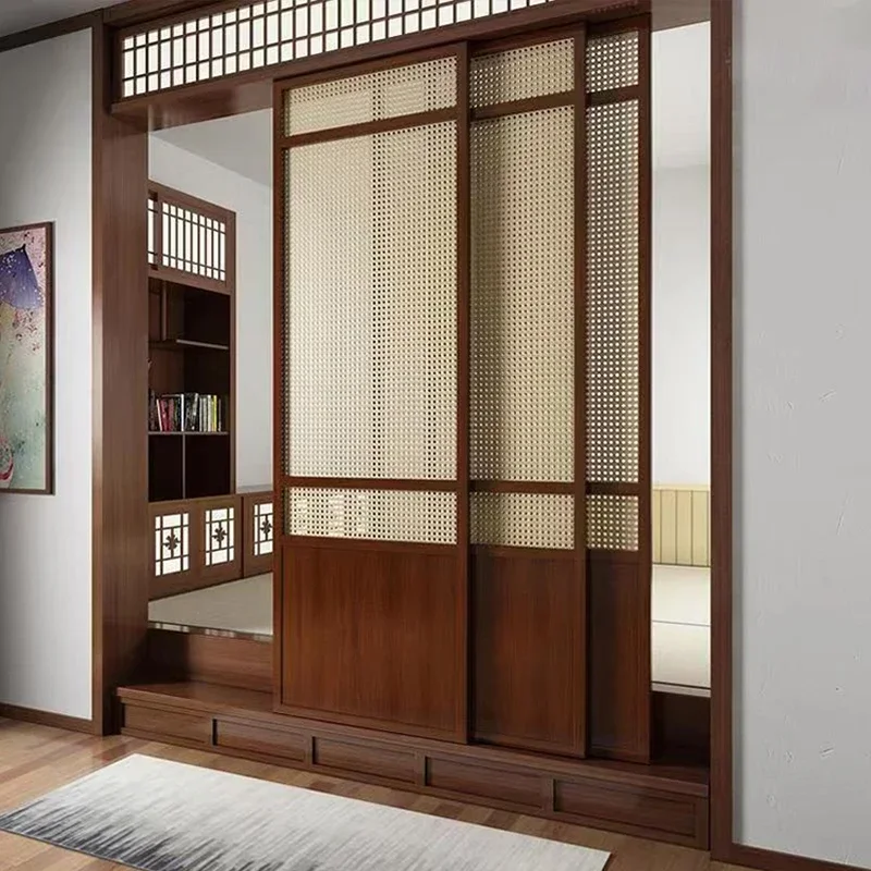 Puertas correderas modernas de madera personalizables, diseño japonés de lujo, puertas interiores para casa, dormitorio, Puerta Correderas, muebles para el hogar