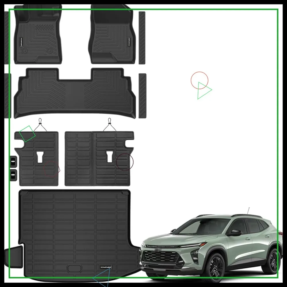 

2024-2026 Chevy Trax Floor Mats, All Weather TPE Trunk Mat with Backrest, Anti-Slip Full Set Accessories