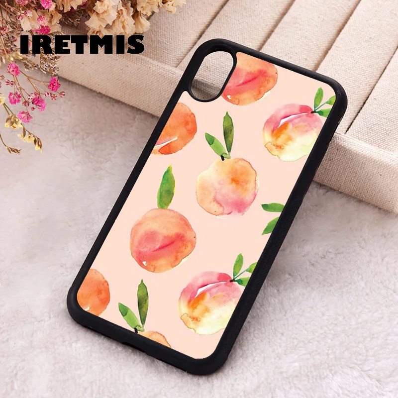 Iretmis Phone Cover Cases For iPhone X XS Max XR 11 12 13 PRO MINI 14 15 16 Plus Rubber Silicone Pink peach