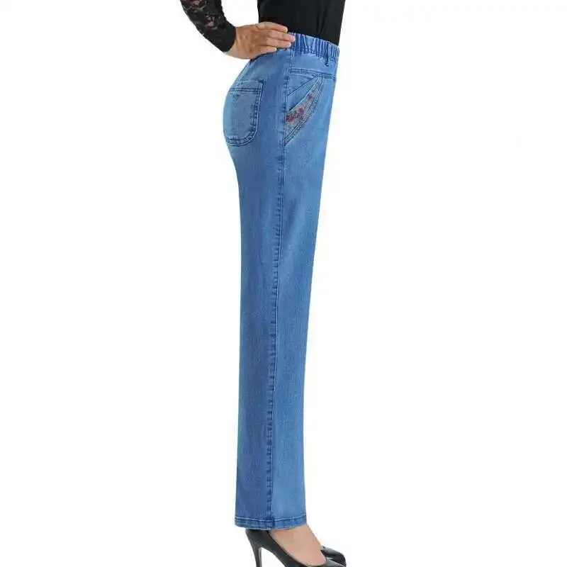 Women's Jeans 2025 New High Waisted Slim Fit Straight Leg Pants For Summer Vintage Embroidery Denim Pants Trousers