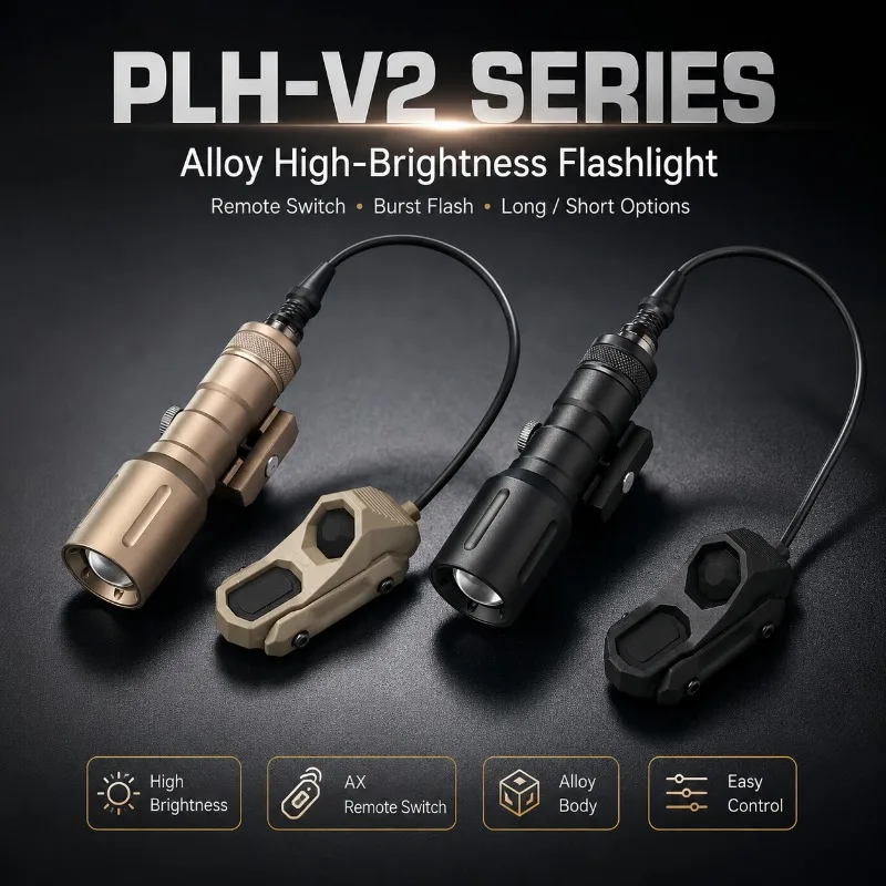 PLH‑V2 Series Alloy High Bright Hand Torch Long‑Short Burst Flash with AX Replacement Tail Fitting