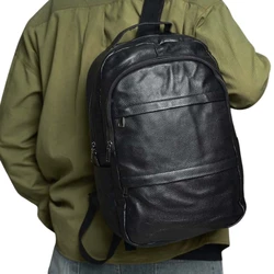 Phili-mochila de couro genuíno masculina, 16 polegadas, laptop, viagem, escola, moda, couro