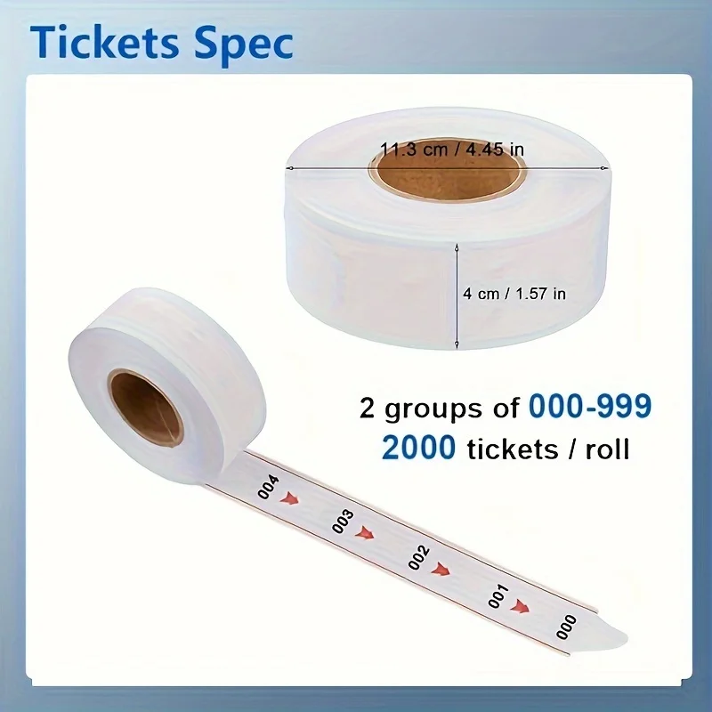 Take-A-Number System Ticket Dispenser with Counter Stand and 1 Roll Queue Tape Paper 3 Digits 2000 Tickets for Queue Call System