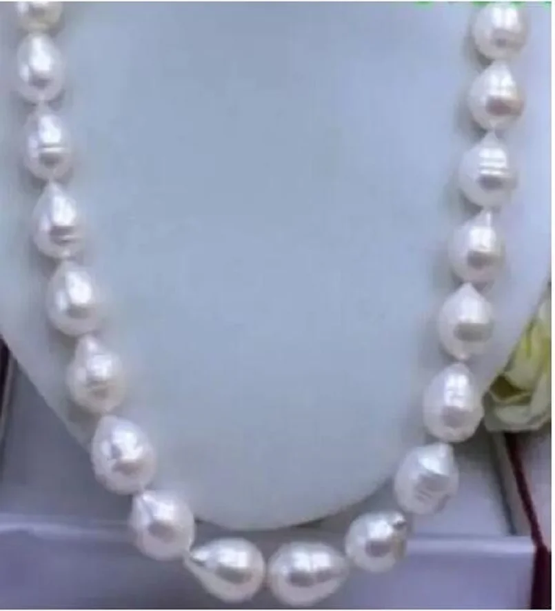 

GENUINE HUGE 12-14MM NATURAL WHITE BAROQUE PEARL NECKLACE 18inch