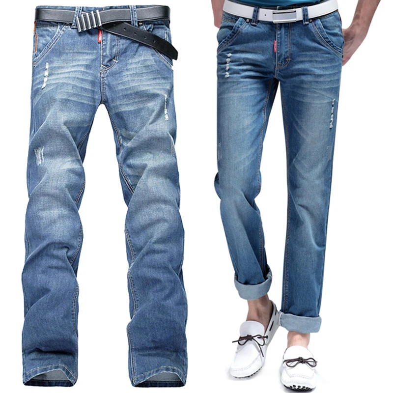 

Men washed Holes Ripped Patchwork Jeans Streetwear Light Blue Denim Slim Skinny Pencil Pants Oversize men Trousers jean man