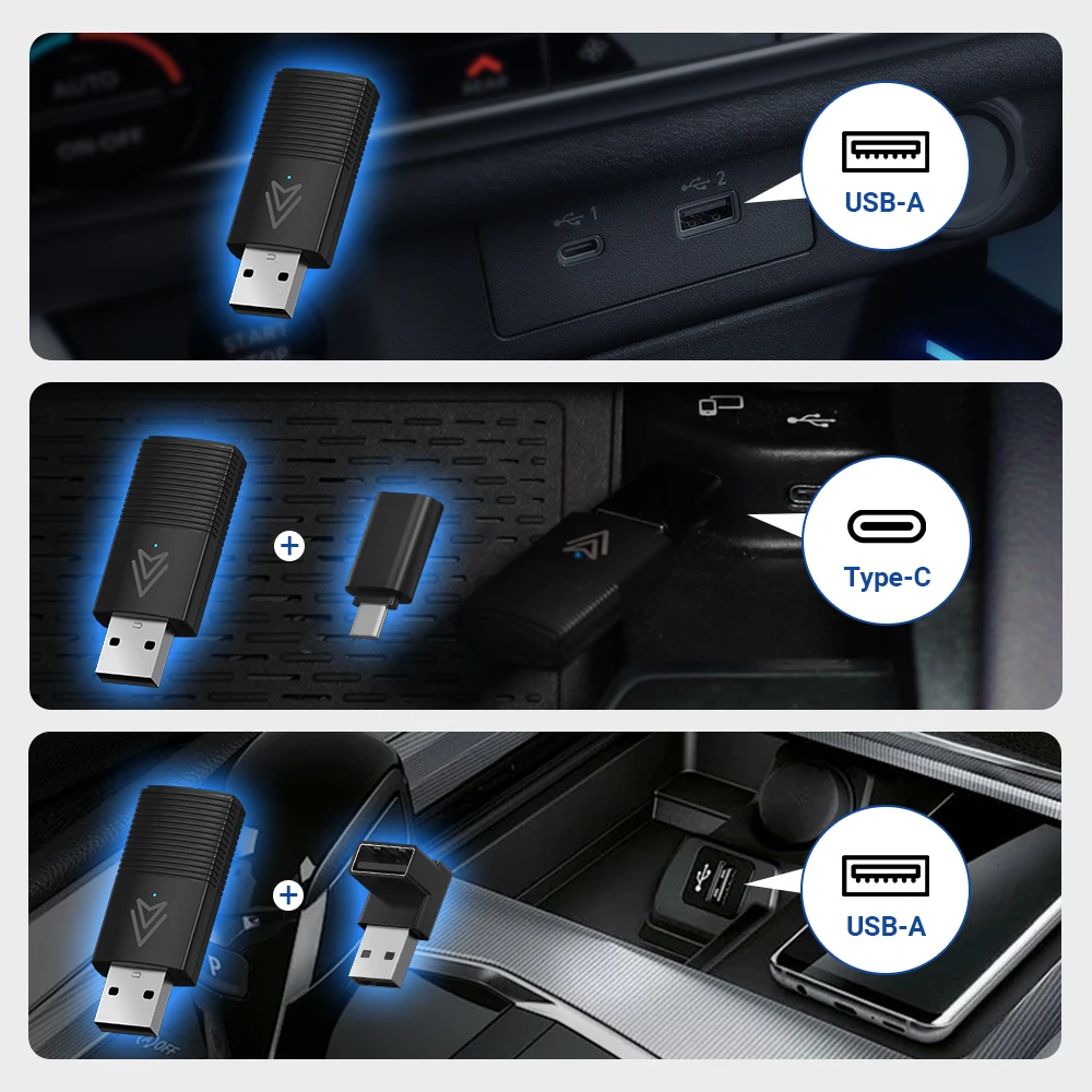 Ottomotion-MINI adaptador inalámbrico para coche, adaptador automático con USB, para Skoda, VW, Mazda, Toyota, Kia, Ford, teléfono Android