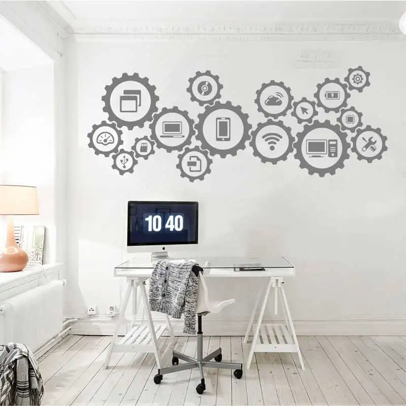 Tech Technology Social Media Wall Decals Information Technology Science Kids Room Playroom Office Classroom Decor Stickers Gifts