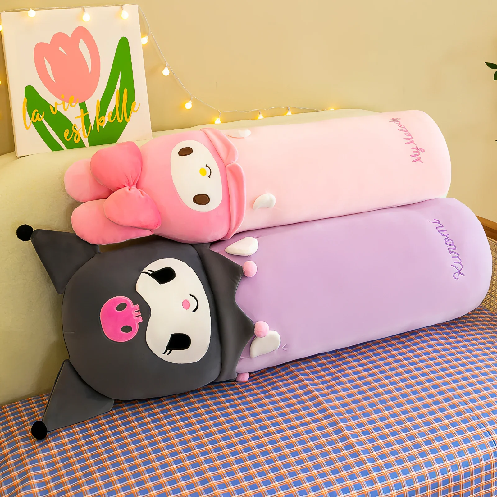 100cm Anime Sanrio My Melody Kuromi Plush Toy Cute Devil Large Size Long Plushies Soft Stuffed Pillow Sleeping Cushion Kids Gift