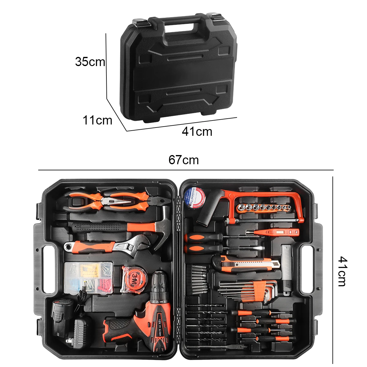 33/46/59pcs Professional Tool Set Complete ToolKit Repairs Metal Wood Car Combination Tool Box Home Power Drill Complete toolbox