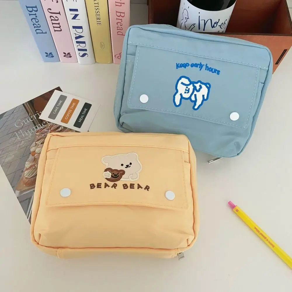 Cute Large Capacity Pen Bag Multi-functional Large Opening Design Pencil Case Scrapbook Storage Bag School Office