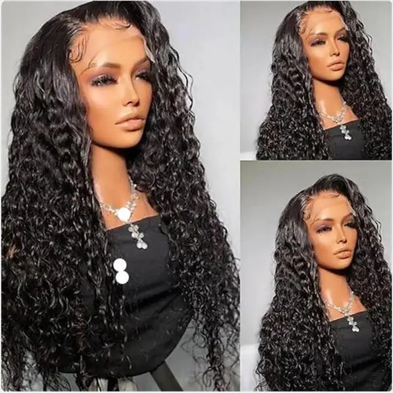 

Natural Black Soft 26Inch Long Kinky Curly Glueless 180% Density Deep Lace Frontal Wig For Black Women Babyhair Preplucked Daily