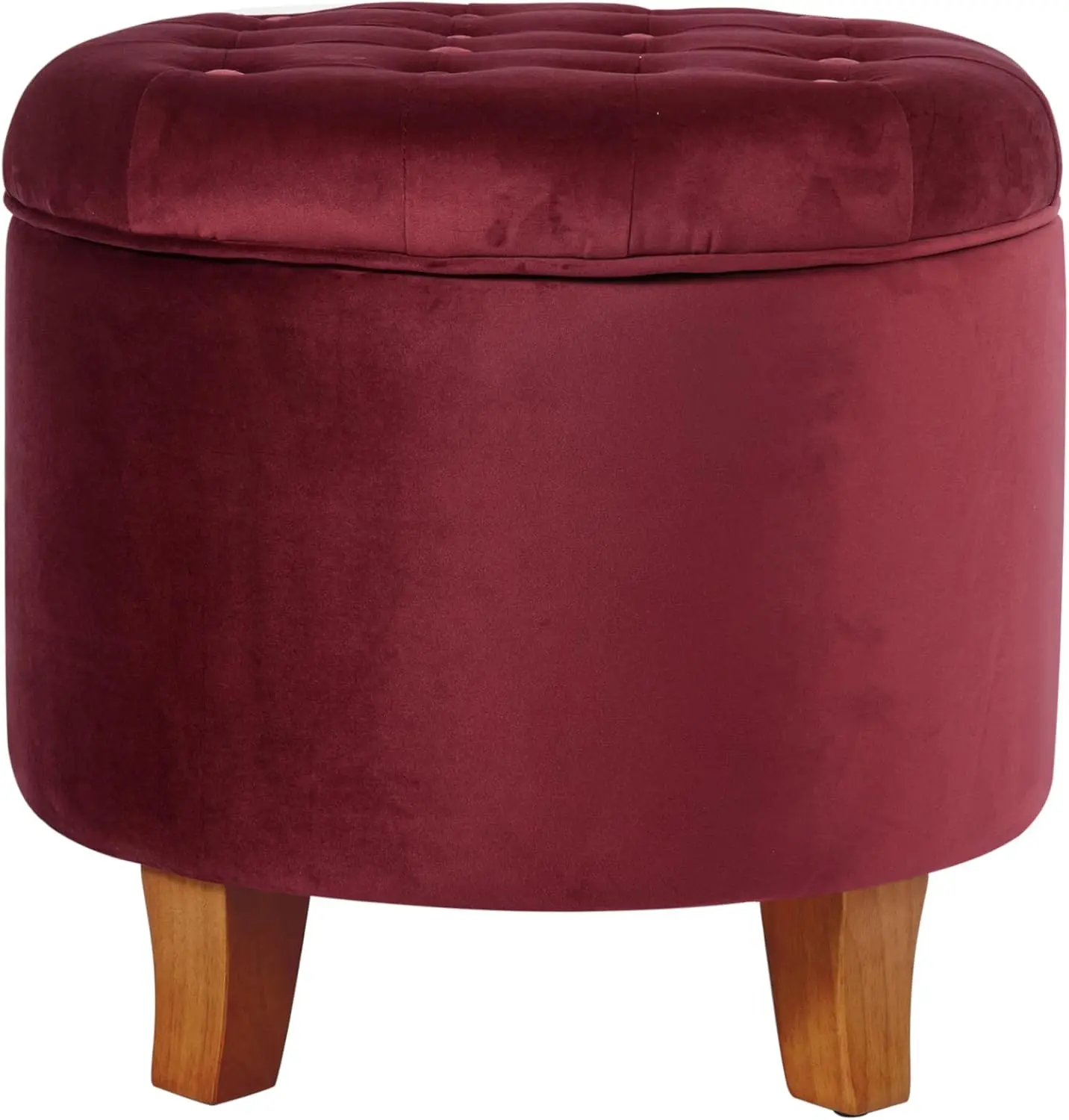 

Velvet Tufted Round Ottoman with Storage, Burgundy Small for Living Room & Bedroom