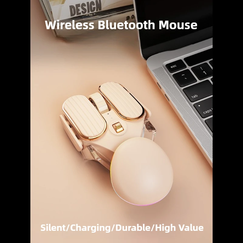 Q3 Wireless 2.4G BT Dual Mode Ergonomic Rechargeable 1600DPI 6 Buttons Mute Mouse for PC Laptop Computer Gaming Office Home