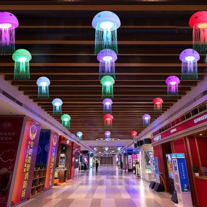 

22W LED Optical Fiber Jellyfish Light Outdoor IP65 Waterproof Landscape Light Restaurant bar Decorative Chandelier RGB 7 colors