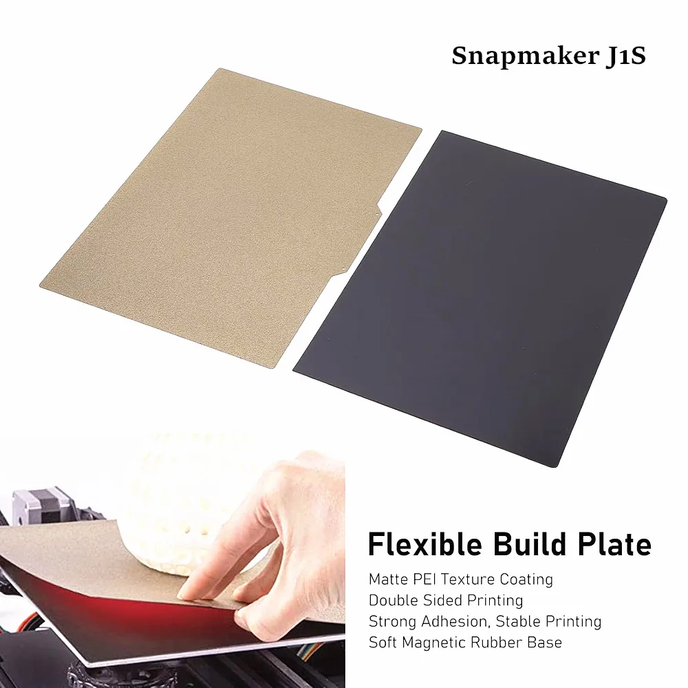 PEI-Blatt 330 x 225 mm für Snapmaker J1S 3D-Drucker, flexibles Bauplatten-Set, heiß verkauftes, doppelseitig strukturiertes PEI-Magnet-Heißbett