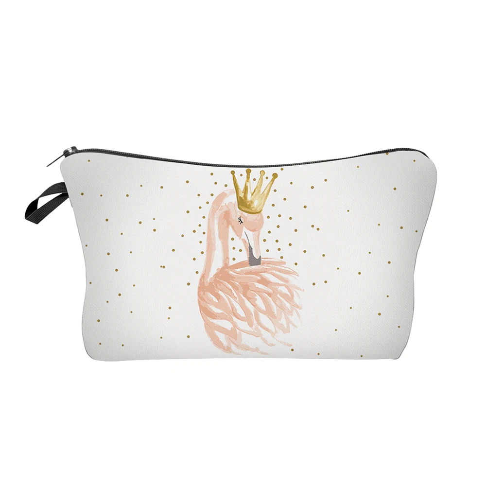 

Flamingo Printing Makeup Bag Women Pouch Zipper Design Large Capacity Travel Handbag Accessories Storage