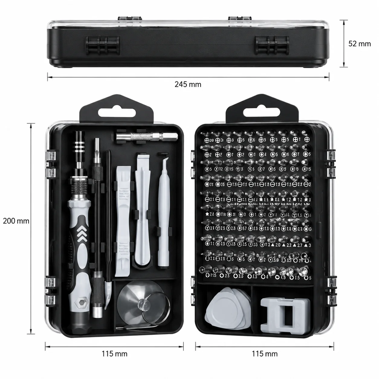 HTMCK 115pcs Magnetic Screwdriver Bit Set Precision Torx Hex Screw Bits for Computer Phone Repair Tool Box gallery 2