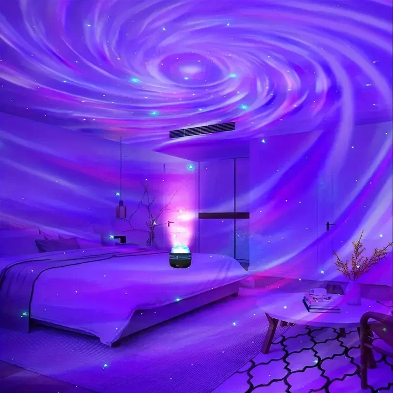 Romantic LED Galaxy Projector Night Light RGB Rotating Northern Lights for Bedroom Ambiance Ideal Decoration Relaxing Sleep Aid