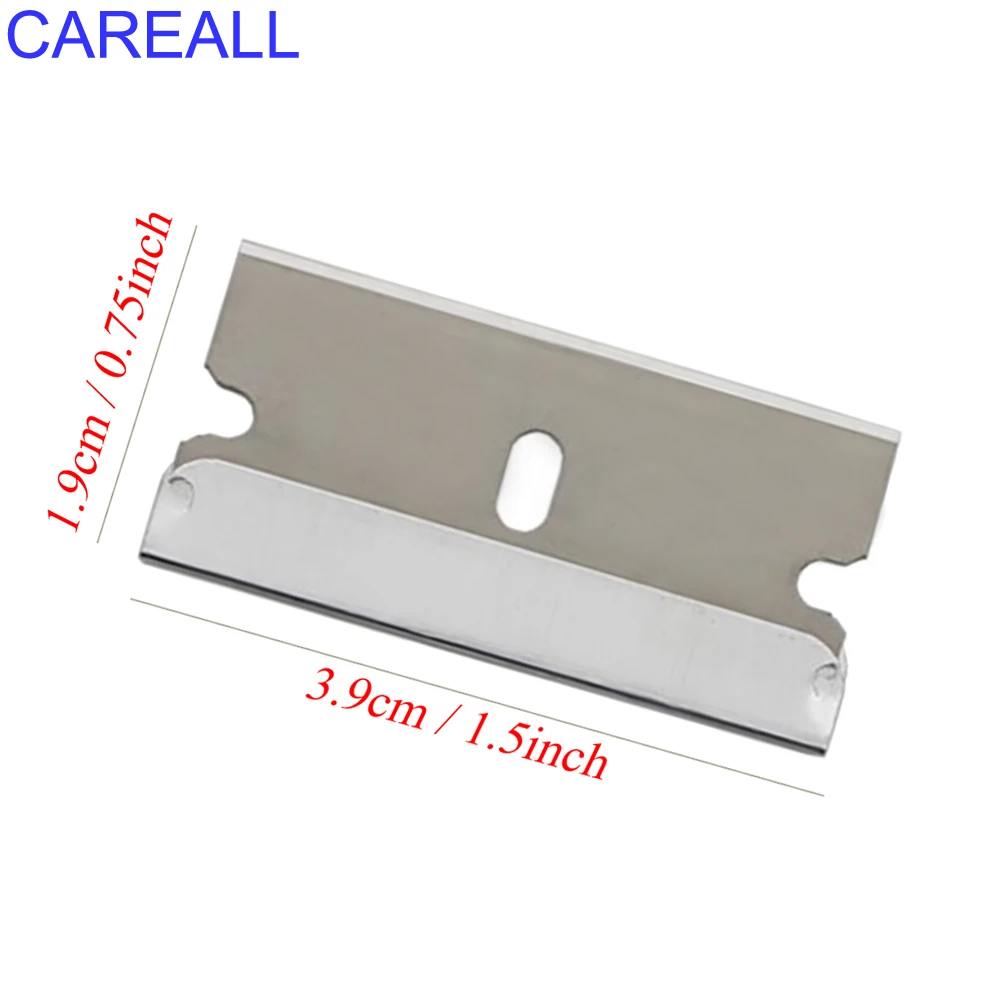 CAREALL-cuchilla de afeitar de acero al carbono, 100 piezas, raspador, película de envoltura de vinilo, pegamento, ventana, vidrio, cerámica, horno,