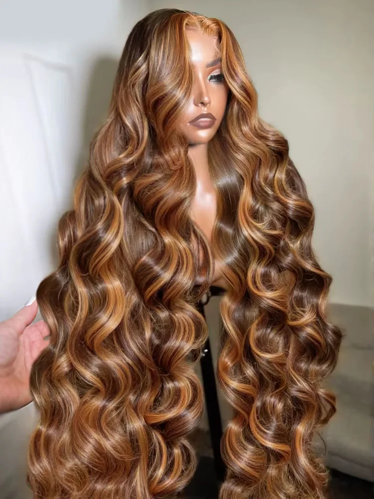 

YKB 30-дюймовый # 4/27 Выделите парики из человеческих волос Объемная волна HD 13x6 Парик фронтальной части шнурка Цветной Ombre Remy Парик фронта шнурка для чернокожих женщин