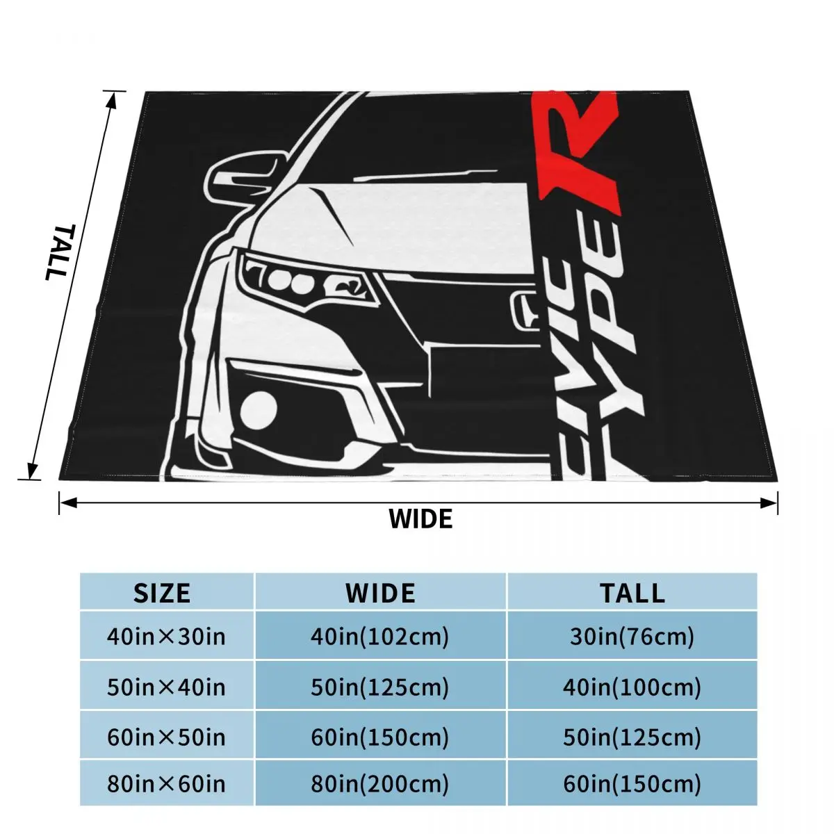 Honda Civic Type R Fk2 Car Blanket Bedspread On The Bed Plush King Size