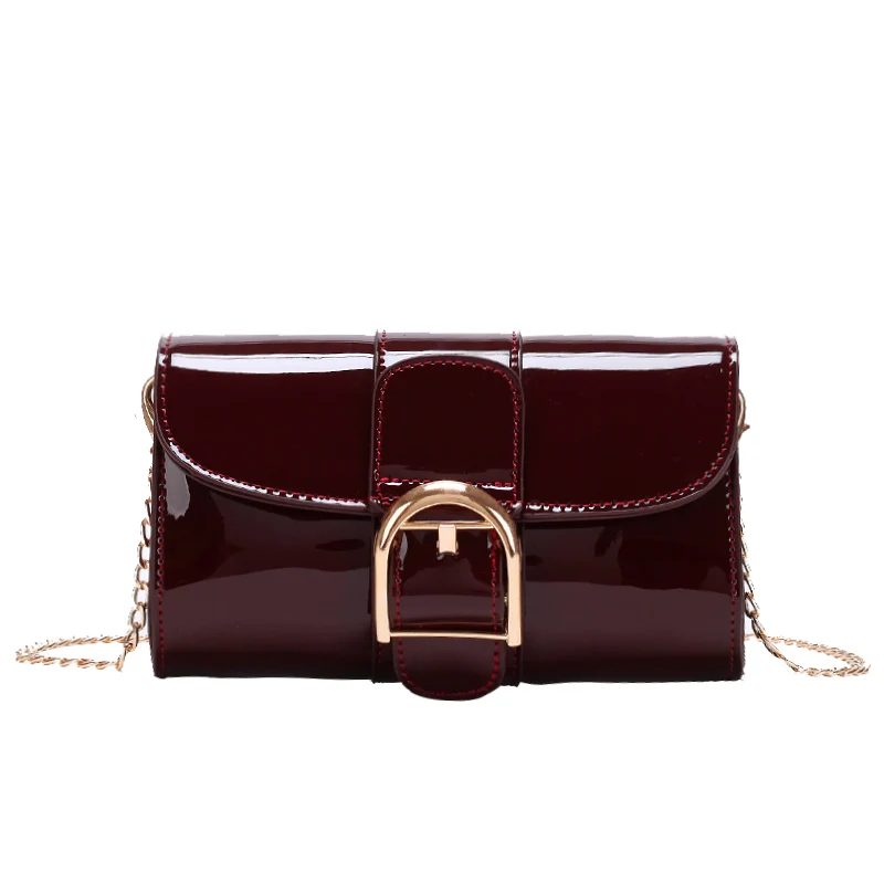 Classic Patent Leather Red Shoulder Bag For Women Luxury Flap Chain Crossbody Bags Solid Color Ladies Glossy Commuter Pack 2024