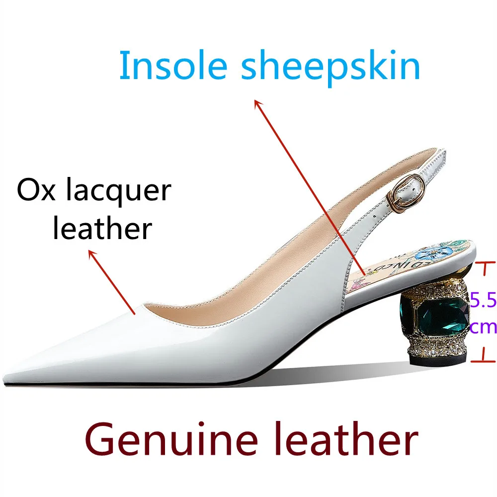 【JOCHEBED HU】2023 Newest Spring Summer Shoes Woman Sexy Brand Genuine Leather Shallow Pumps Pointed-Toes Strange Style  33-46