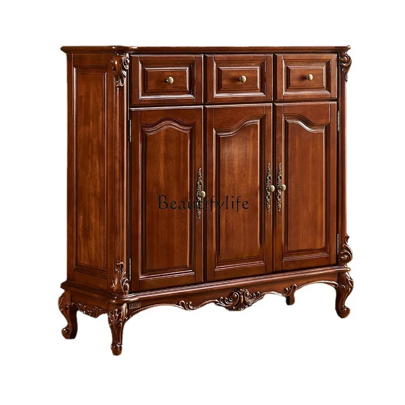 

All solid wood three-door shoe cabinet American large-capacity storage European-style entrance cabinet