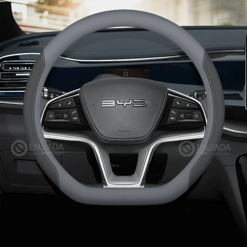 

Leather Car Steering Wheel Cover for BYD Yuan Up Atto 2 2025 2026 Non Slip Auto Interior Accessories