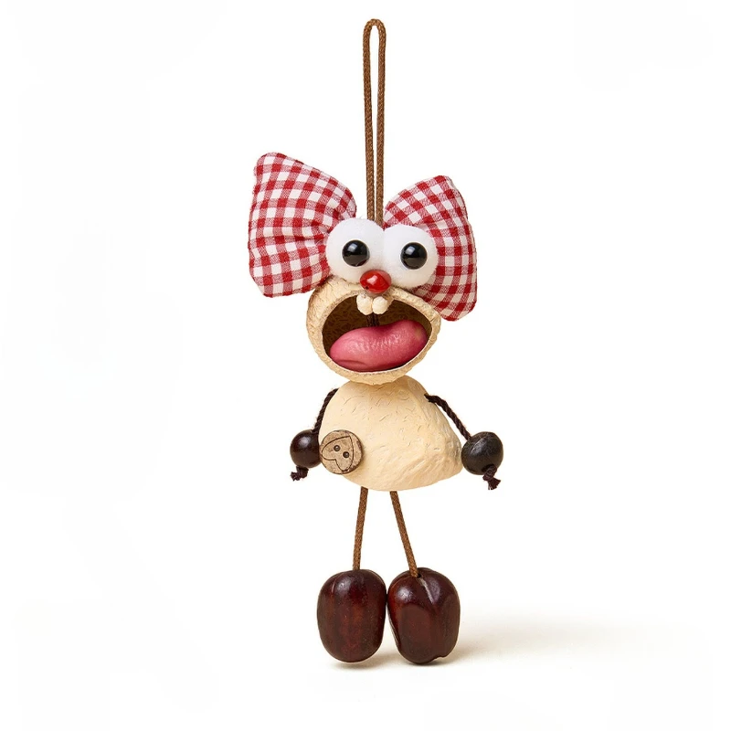 Original Fruit Shell Doll Wind Chime Ringing, New Pendant Decorative Small Doll on Bag, Handmade Gift