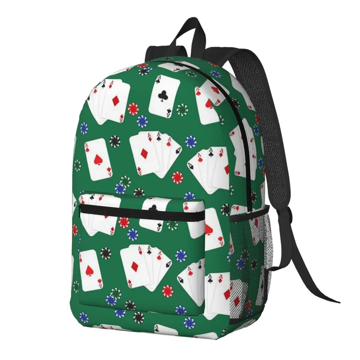Playing Cards And Poker Chips Backpack Daypack Large Capacity Boys Girls BookBag School Bag Shoulder Bags for Men Women