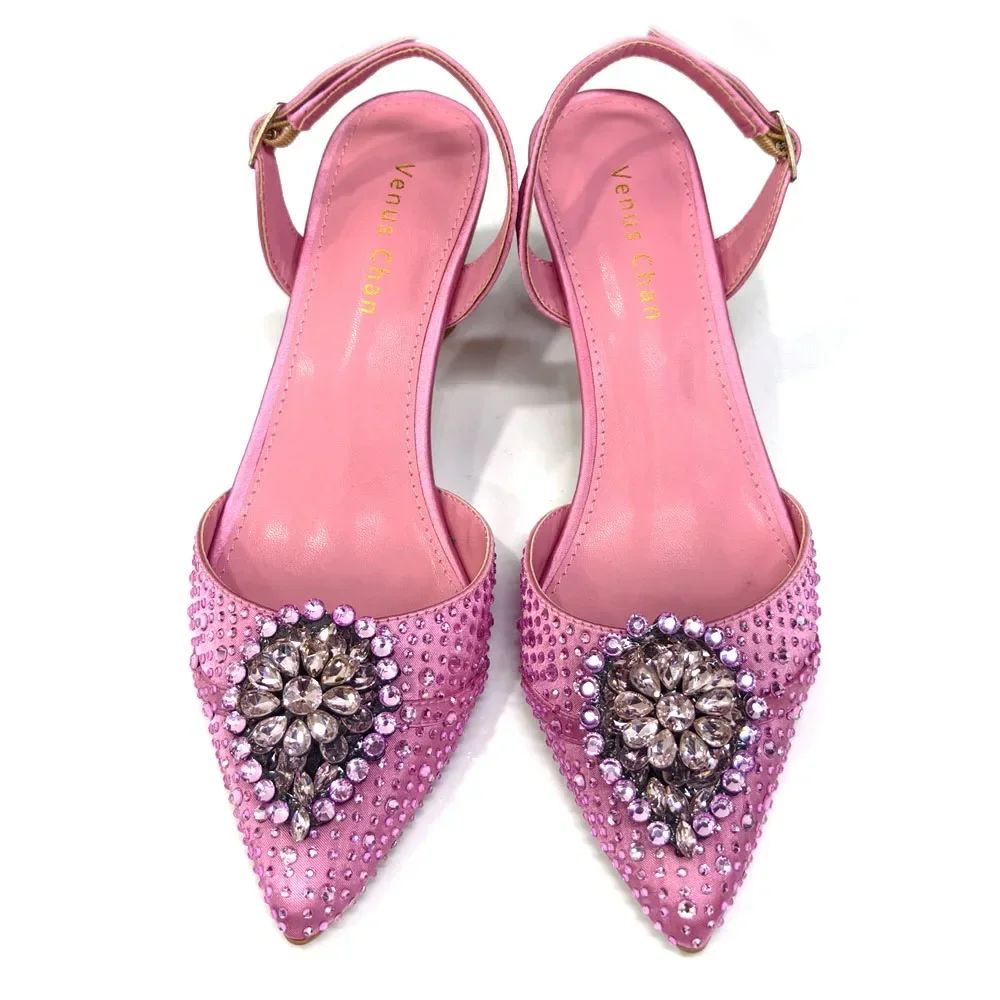Crystal Rhinestone Heels & Clutch Bag Set Pointed Slingback Heels Women Wedding Prom Party Elegant Formal Matching Shoe Purse