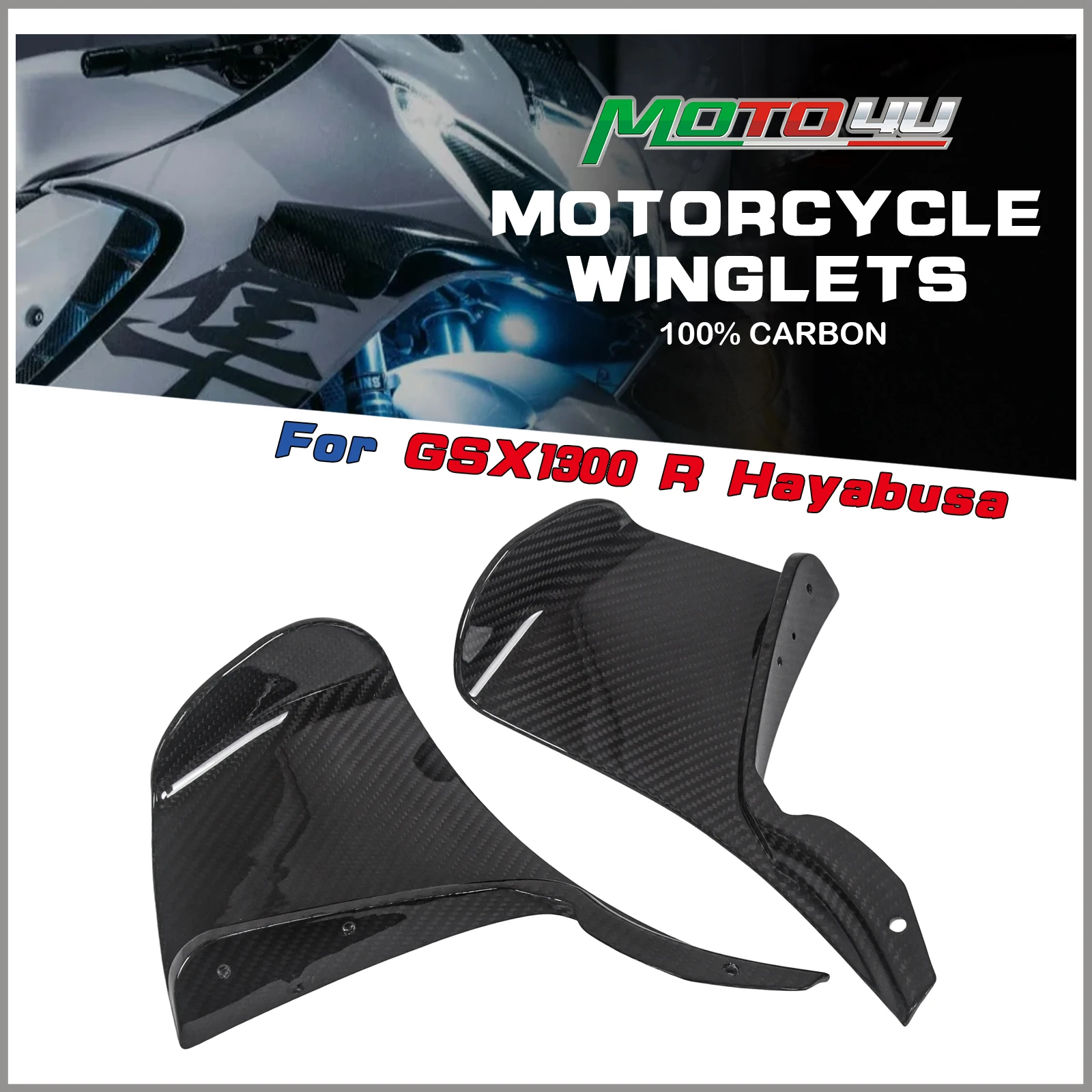 لسوزوكي GSX1300 R GSX1300R هايابوسا 2021 2022 2023 100% ألياف الكربون الجنيحات الجانب الأمامي سبويلر وينجليت طقم الجناح الهوائي #1