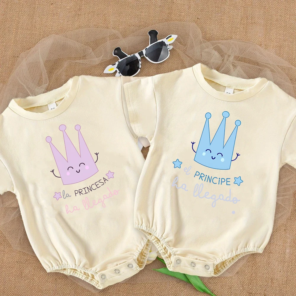 The Princess Is Here Letter Print Baby Bubble Romper Short Sleeve Cute Oversized T Shirt Rompers Summer Baggy Bubble Bodysuit