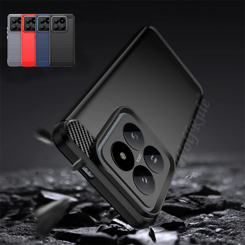 

For Xiaomi 14 Pro Case Cover Xiaomi Mi 14 Pro Capas Phone Bumper Shockproof Carbon Fiber Soft TPU Cover For Mi 13T 14 Pro Fundas