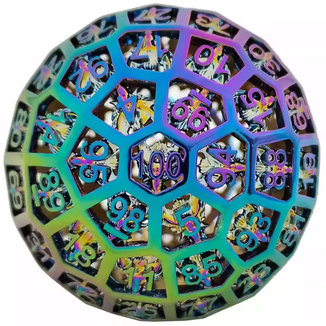 

DND Dice D100 Hollow Dragon Dices D100 для ролевых игр, металлические игральные кости, проигрыватель DND, игральные кости с подарочным пакетом